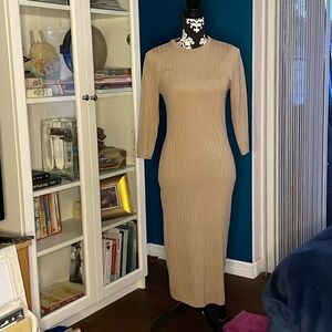 Torrid Tan 3/4-Sleeve Midi Sweater Shift Dress Size 00​​